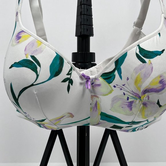 Cacique Smooth Balconette 38DDD White Lily Floral Print‎ - Picture 9 of 11